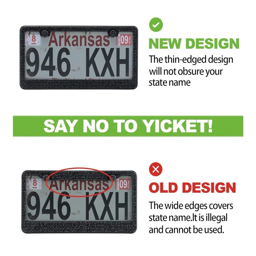 Black Rhinestone License Plate Frame - Picture 4 of 4